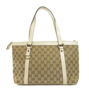 Gucci Canvas Bag Abbey GG ivory White canvas beige Tote brown